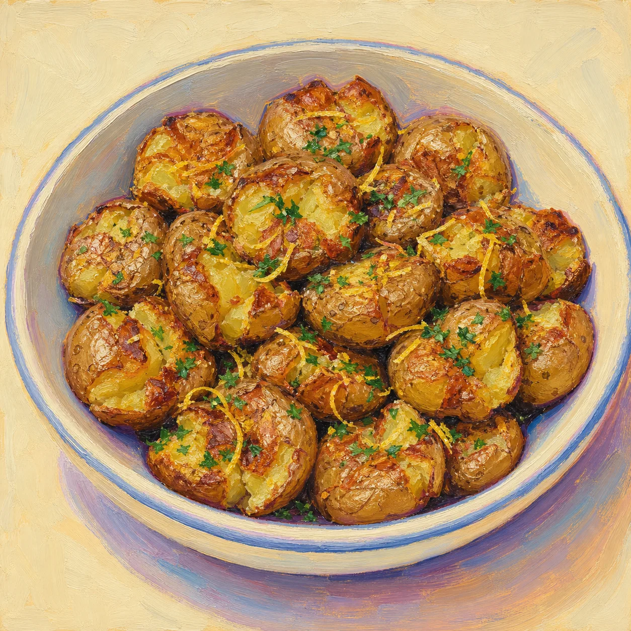 Air-Fryer Garlic Smashed Potatoes
