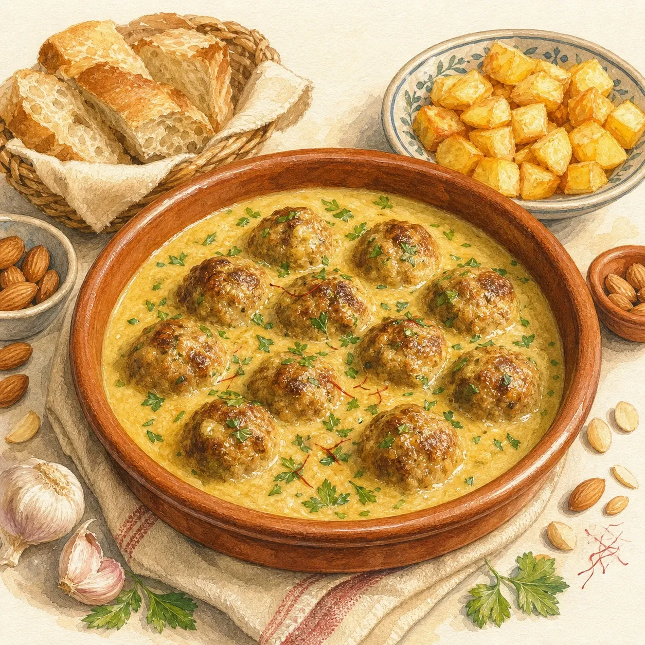 Albóndigas en Salsa de Almendras