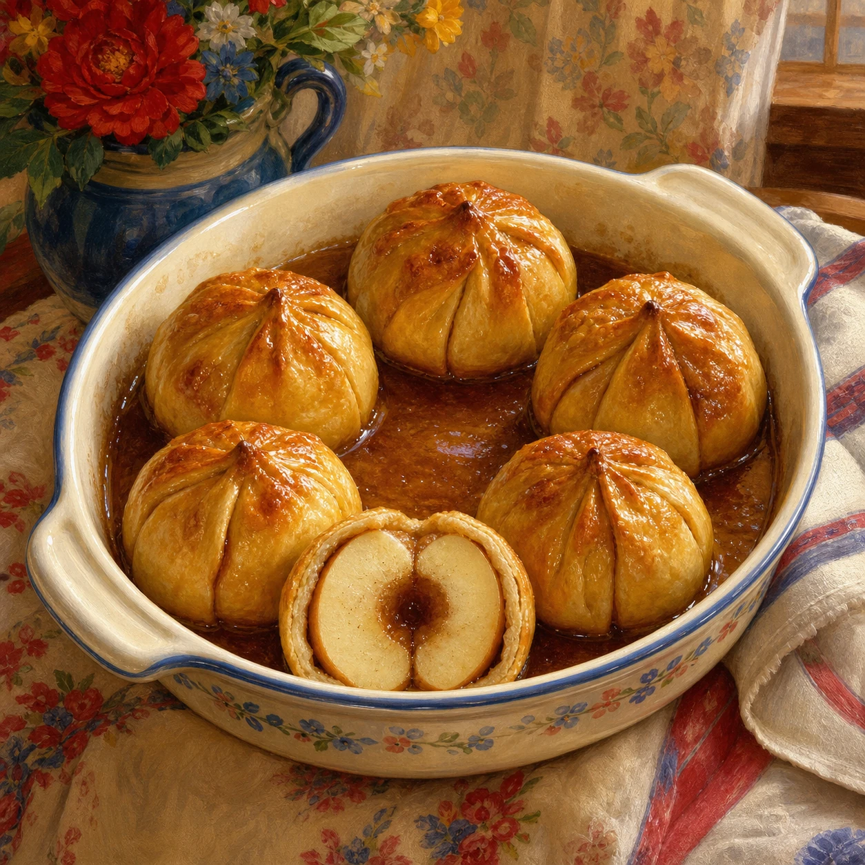 Baked Apple Dumplings with Brown Sugar Syrup