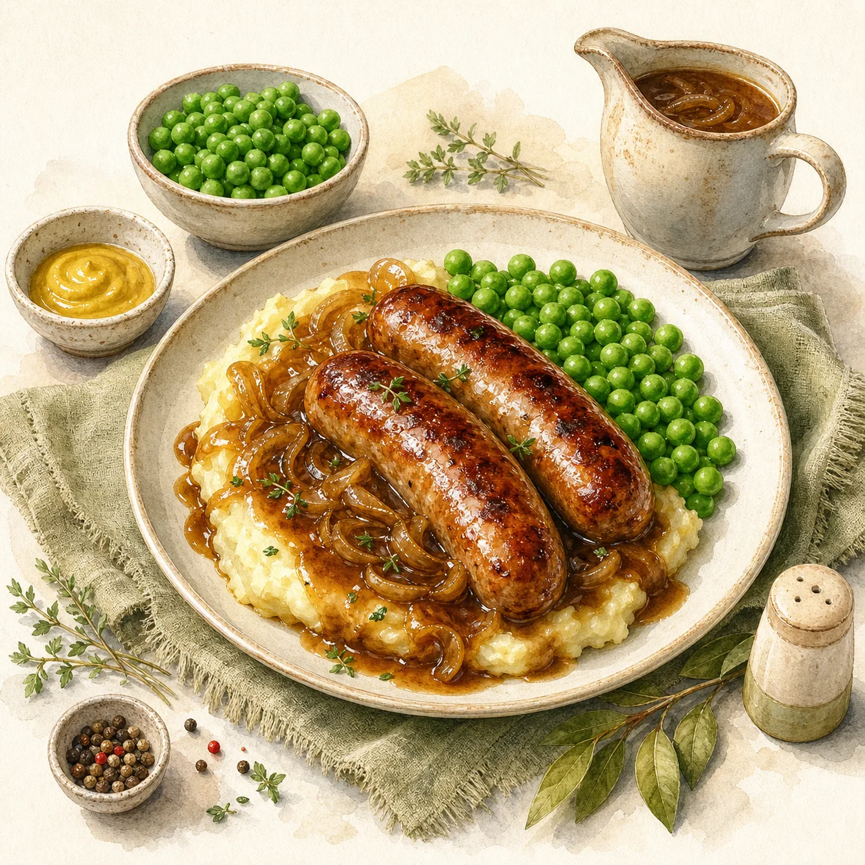 Bangers and Mash with Onion Gravy