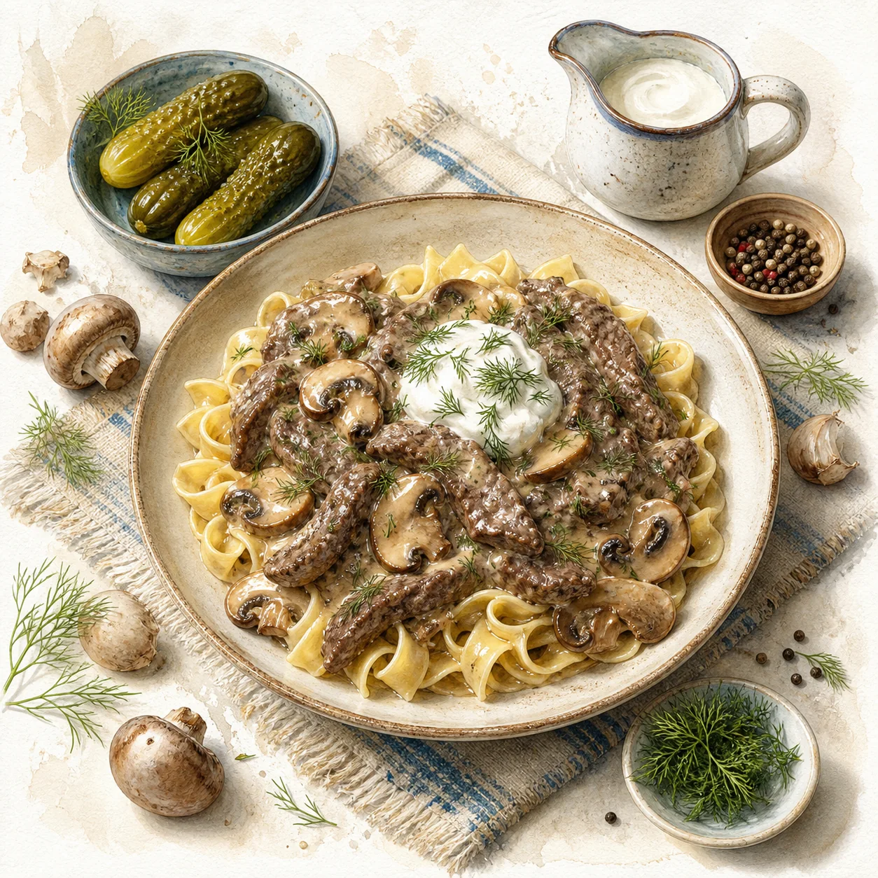 Beef Stroganoff with Mushrooms and Smetana