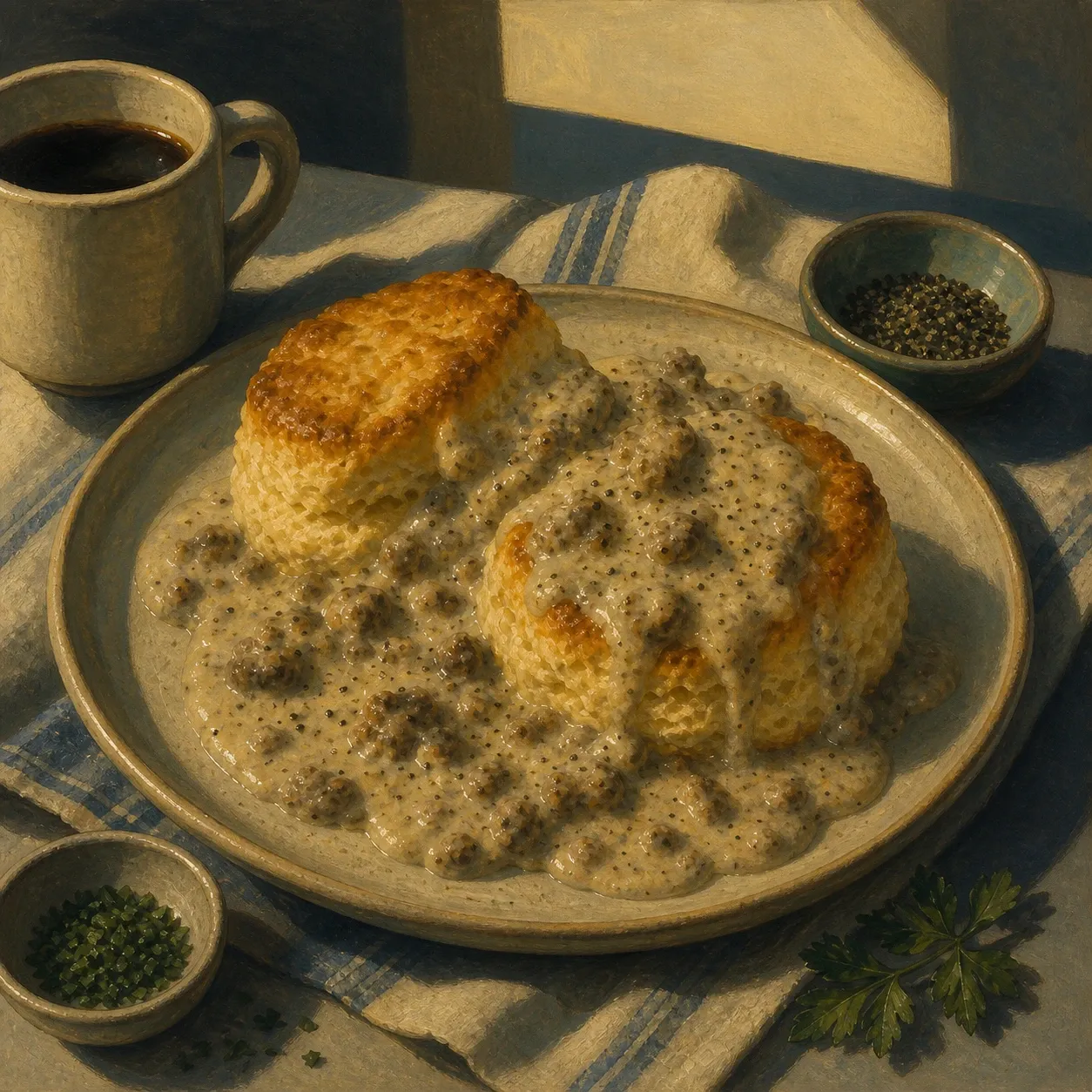 Flaky Biscuits and Sausage Gravy
