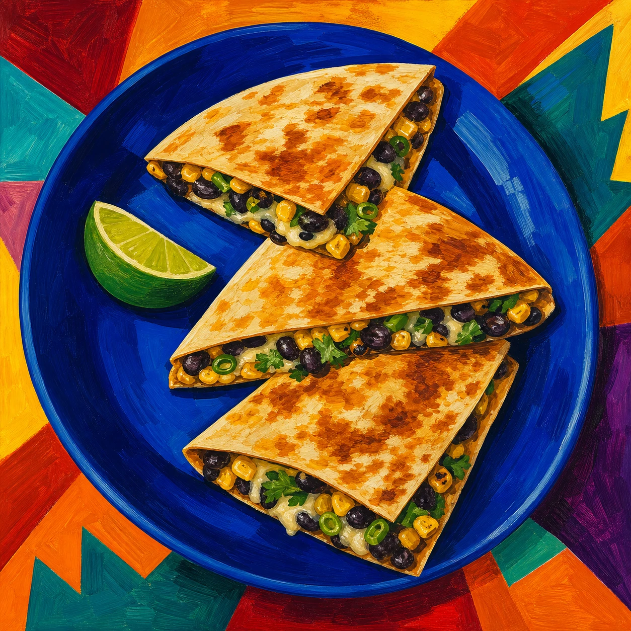 Black Bean, Corn, and Monterey Jack Quesadillas