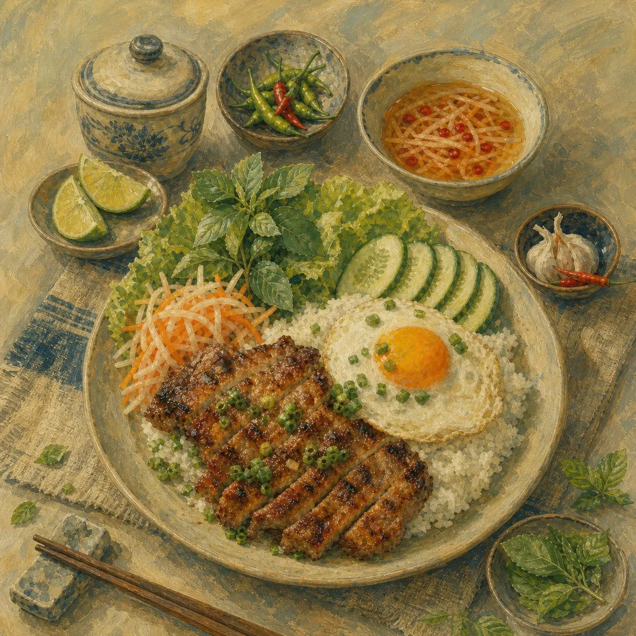 Broken Rice with Grilled Pork