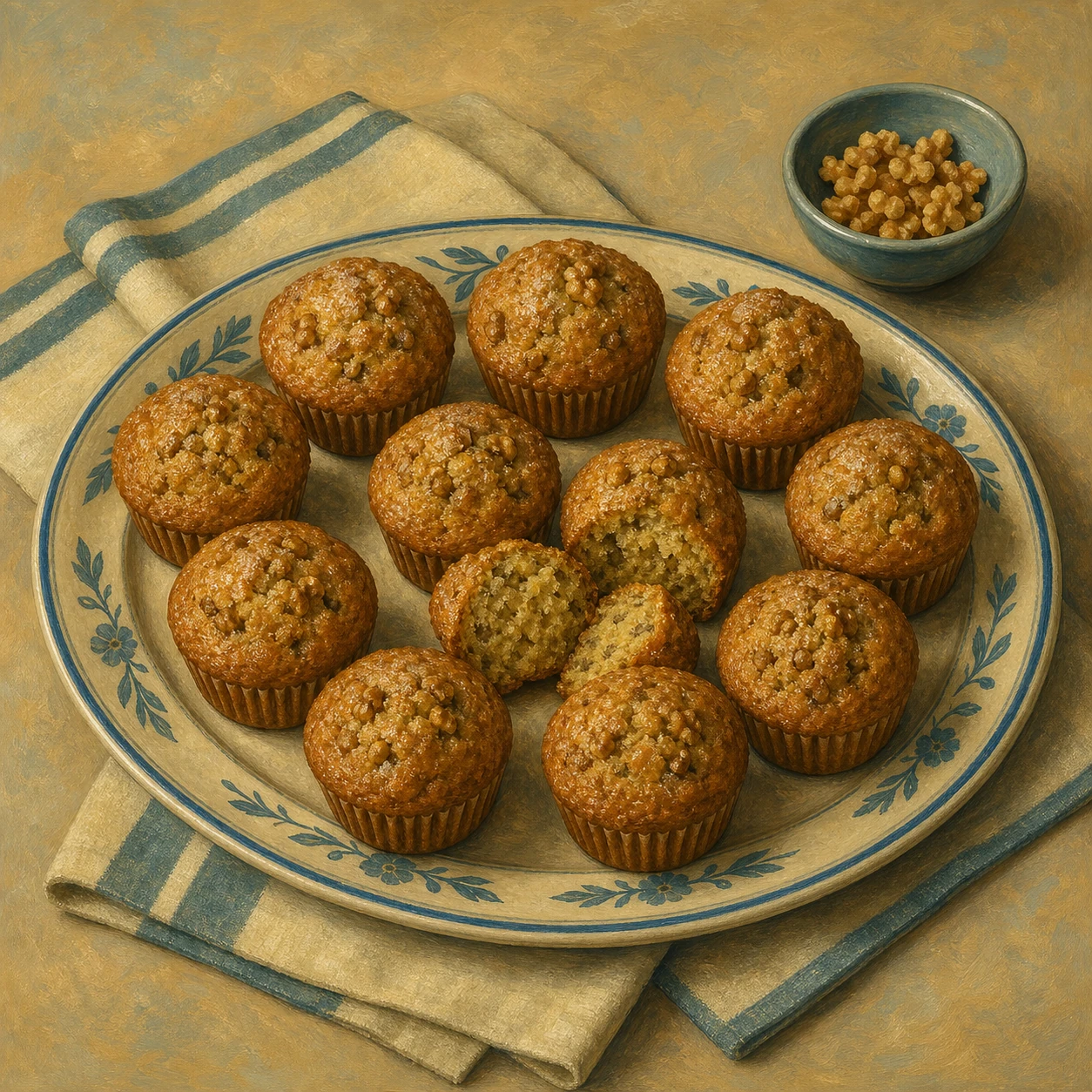 Muffins de banana con mantequilla avellanada