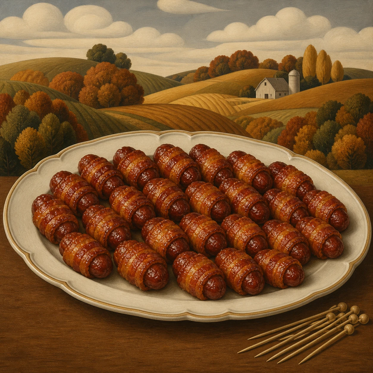 Brown Sugar–Glazed Bacon-Wrapped Smokies