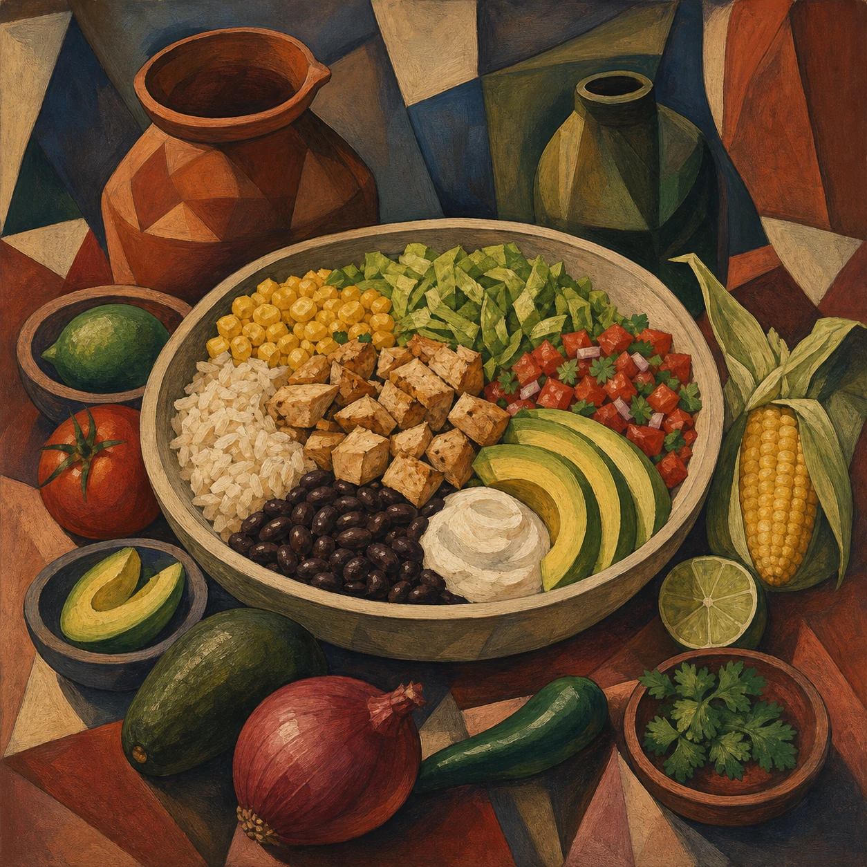 Chicken Burrito Bowls with Black Beans and Corn