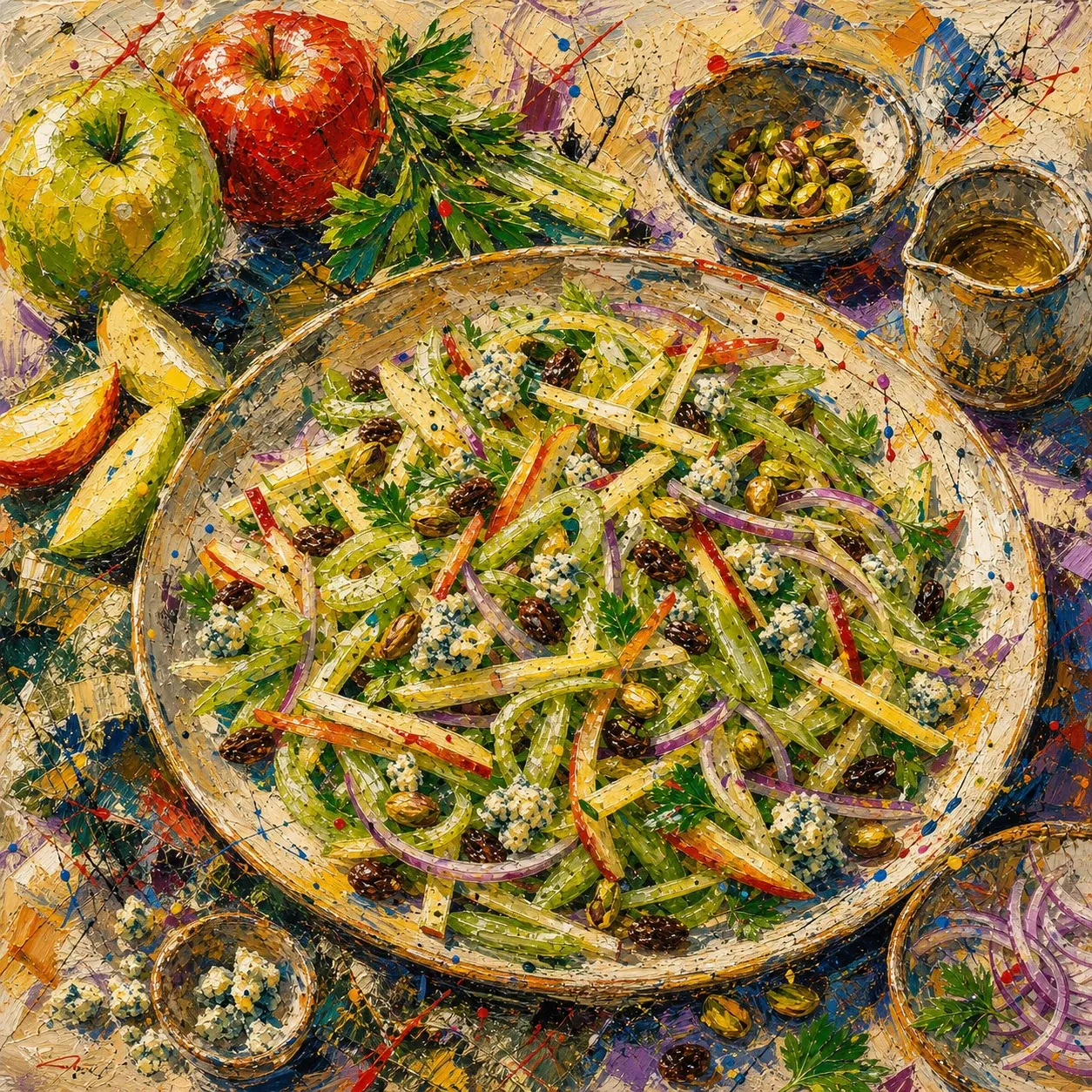 Celery, Apple and Blue Cheese Salad