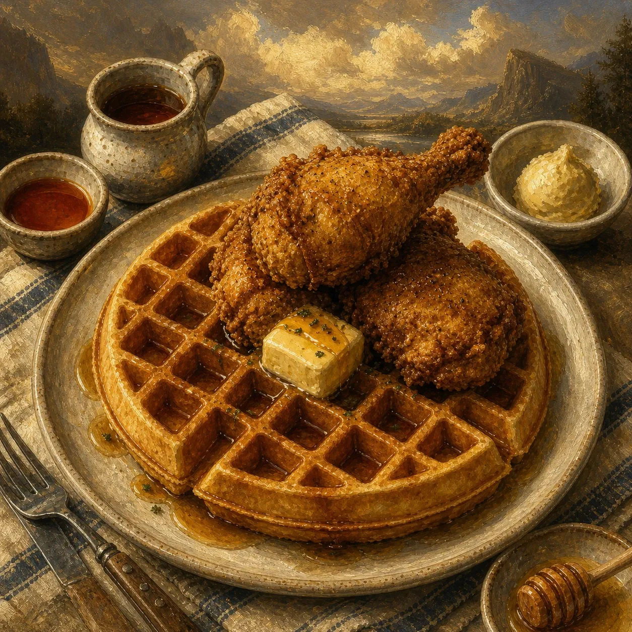 Buttermilk Fried Chicken and Waffles