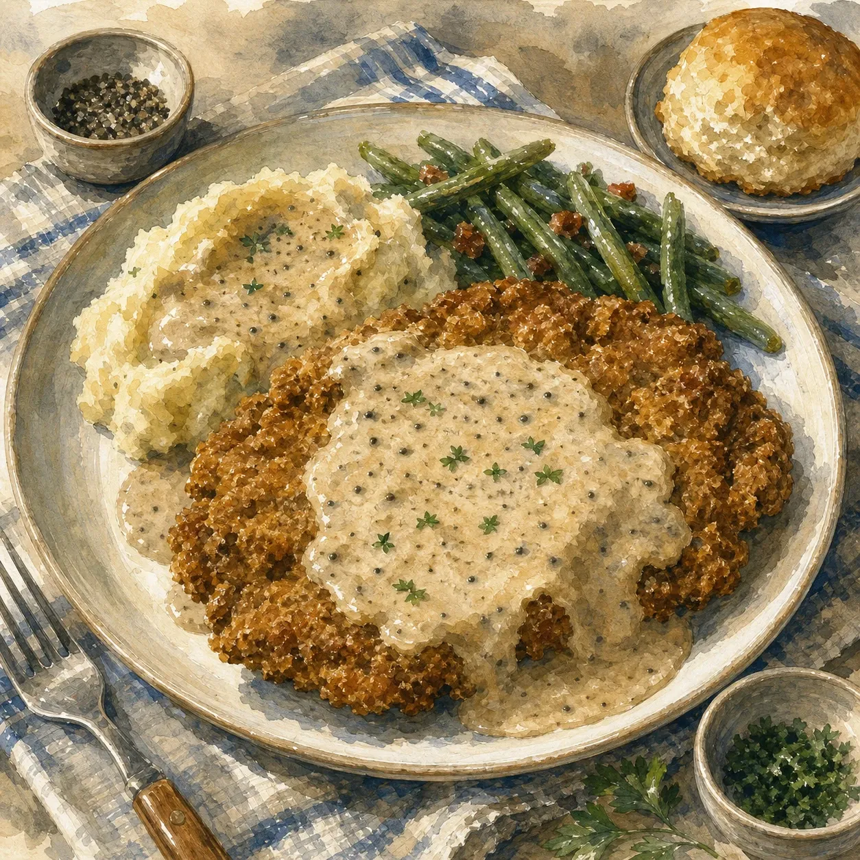 Crispy Chicken Fried Steak with Pepper Gravy