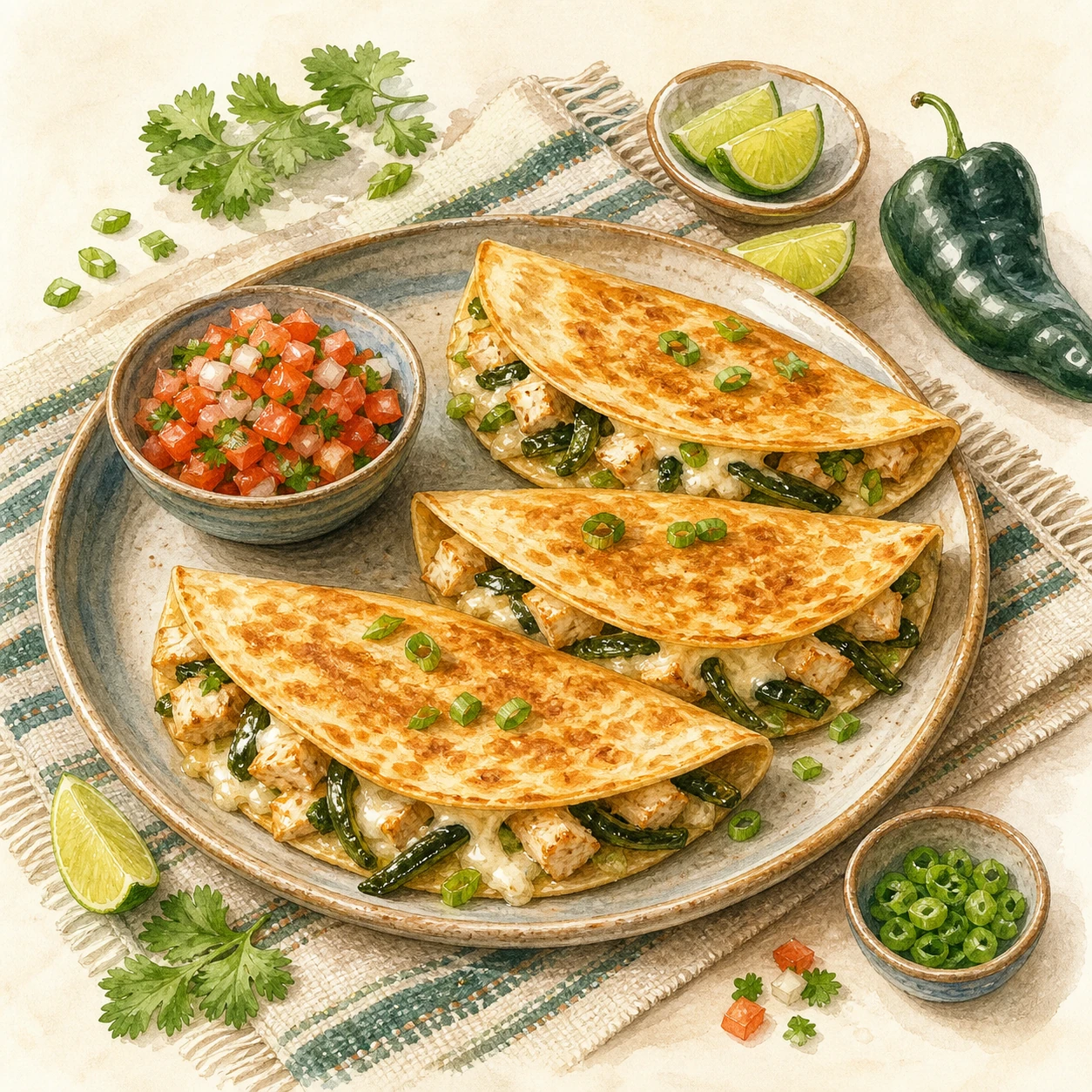 Chicken Quesadillas with Poblano and Jack