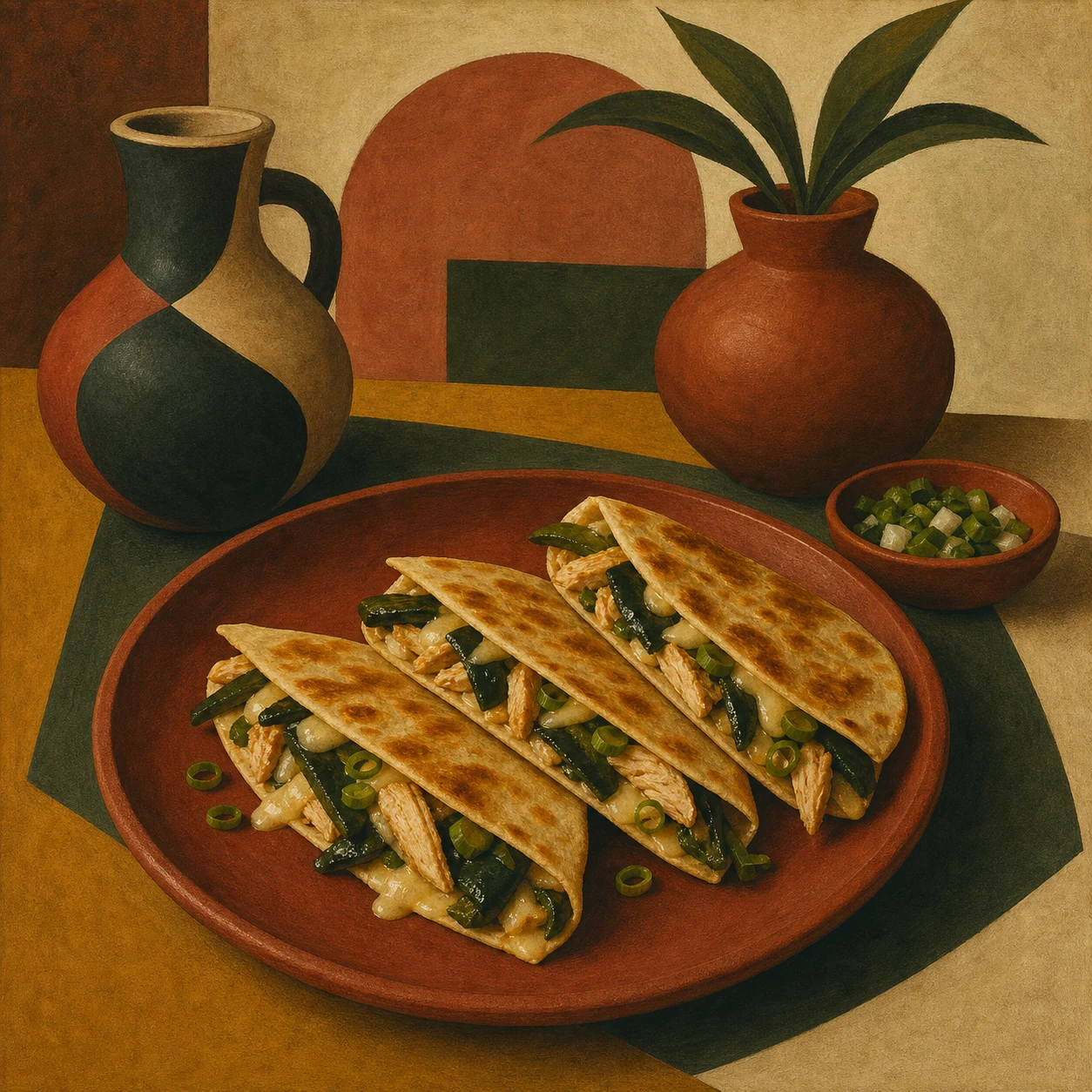 Chicken Quesadillas with Poblano and Jack