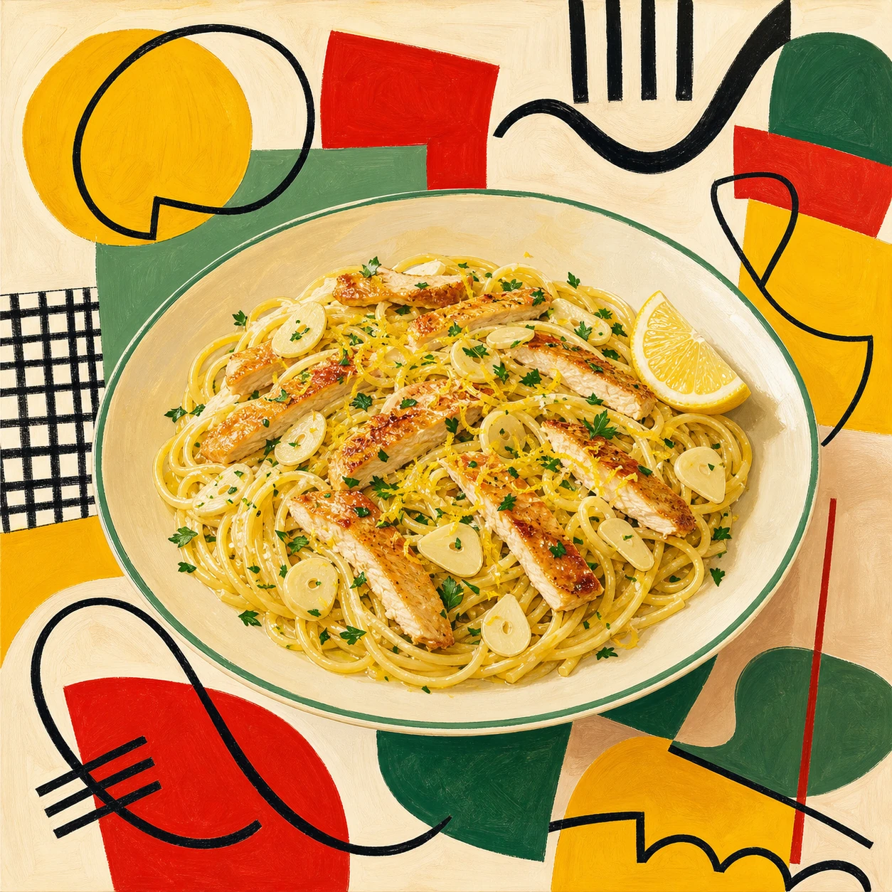 Chicken Scampi with Linguine