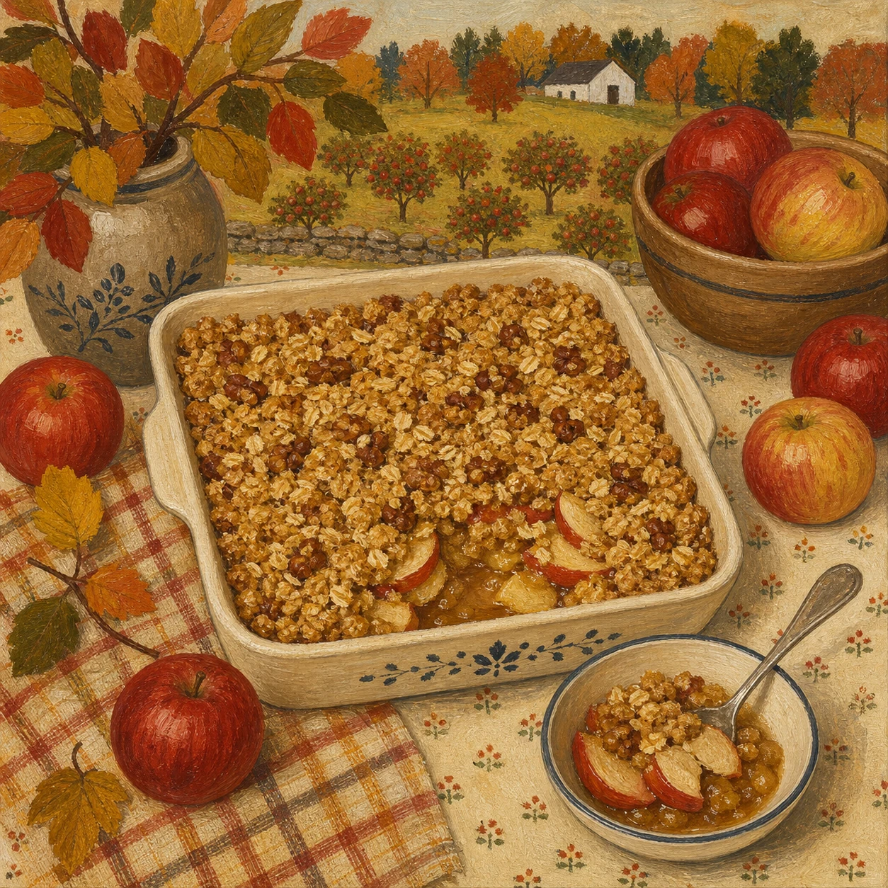 Cinnamon Apple Crisp with Oat-Walnut Streusel