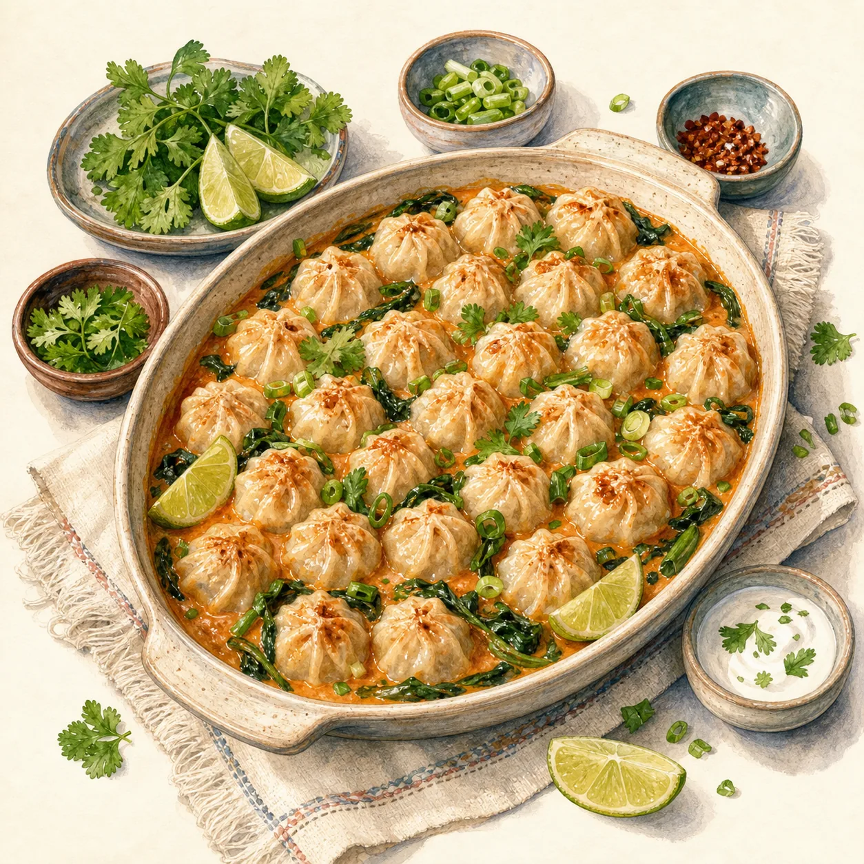 Coconut-Lime Red Curry Dumpling Bake