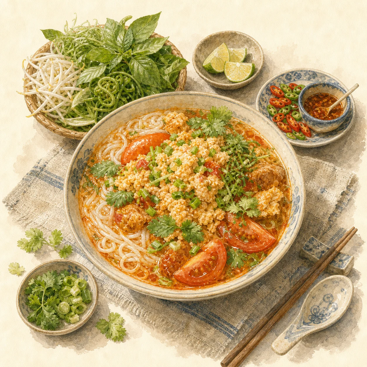 Crab and Tomato Noodle Soup