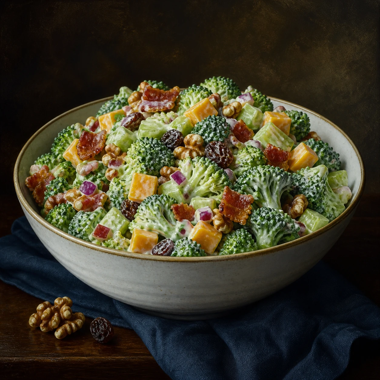 Crisp Broccoli Salad with Bacon and Walnuts