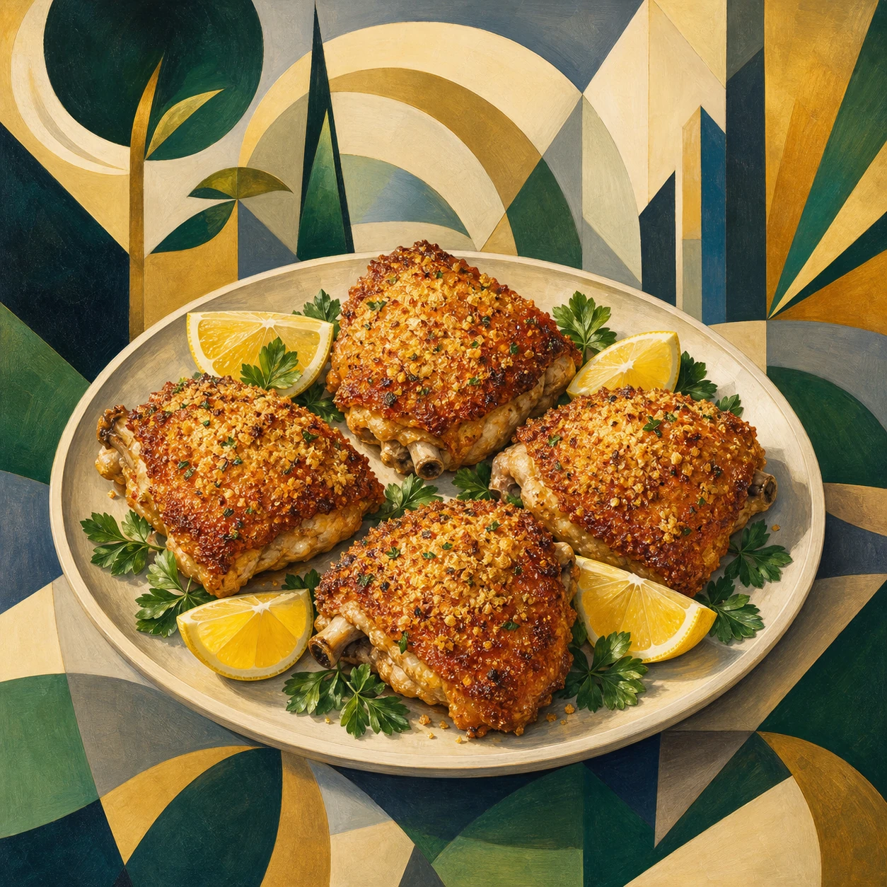 Crisp Garlic-Parmesan Chicken Thighs