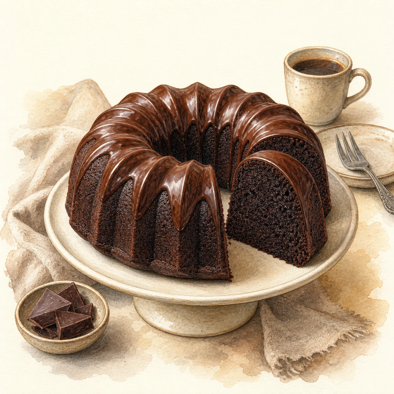 Dark Chocolate Sour Cream Bundt Cake