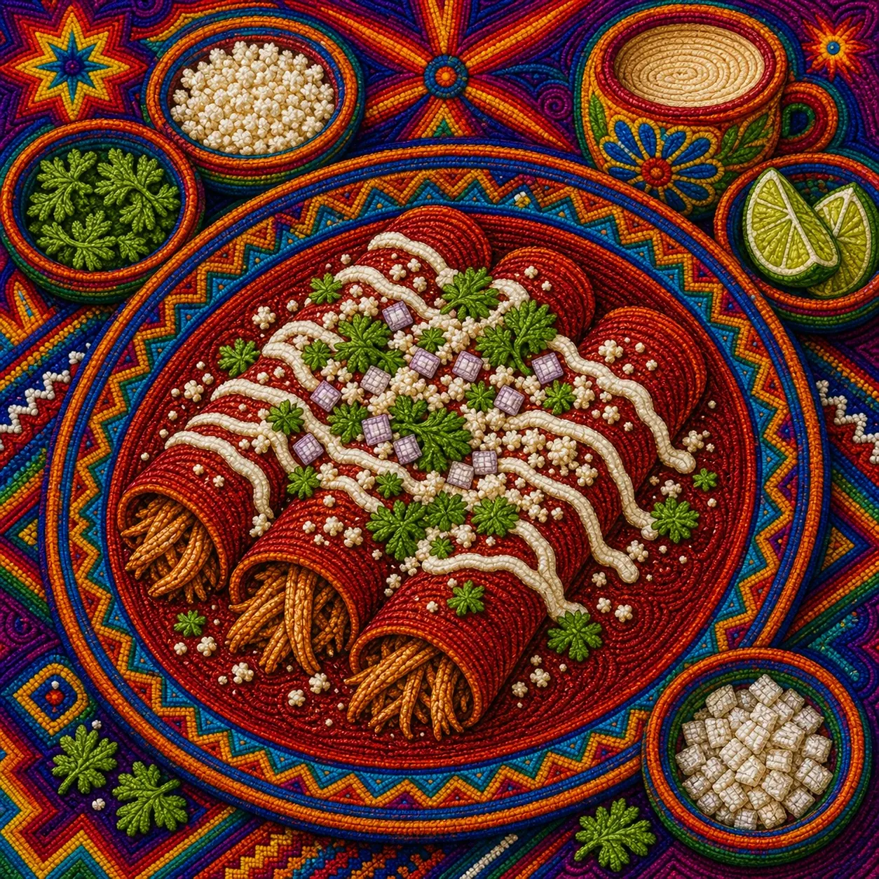 Enchiladas de pollo con chile rojo