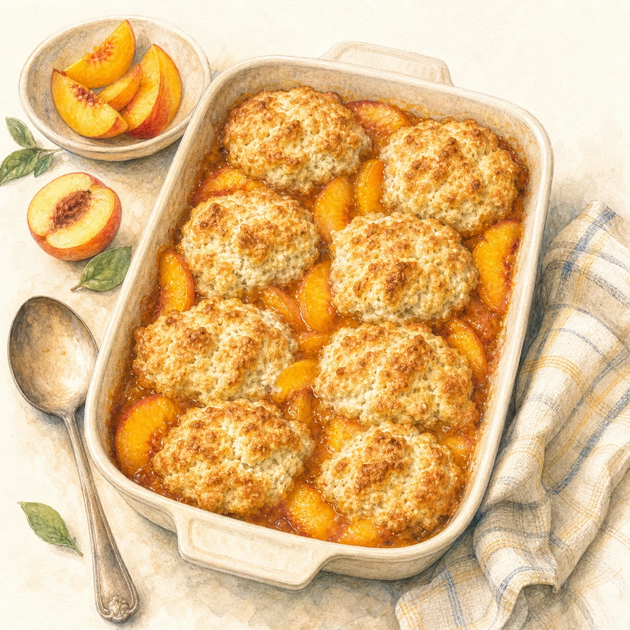 Fresh Peach Cobbler with Buttermilk Biscuits