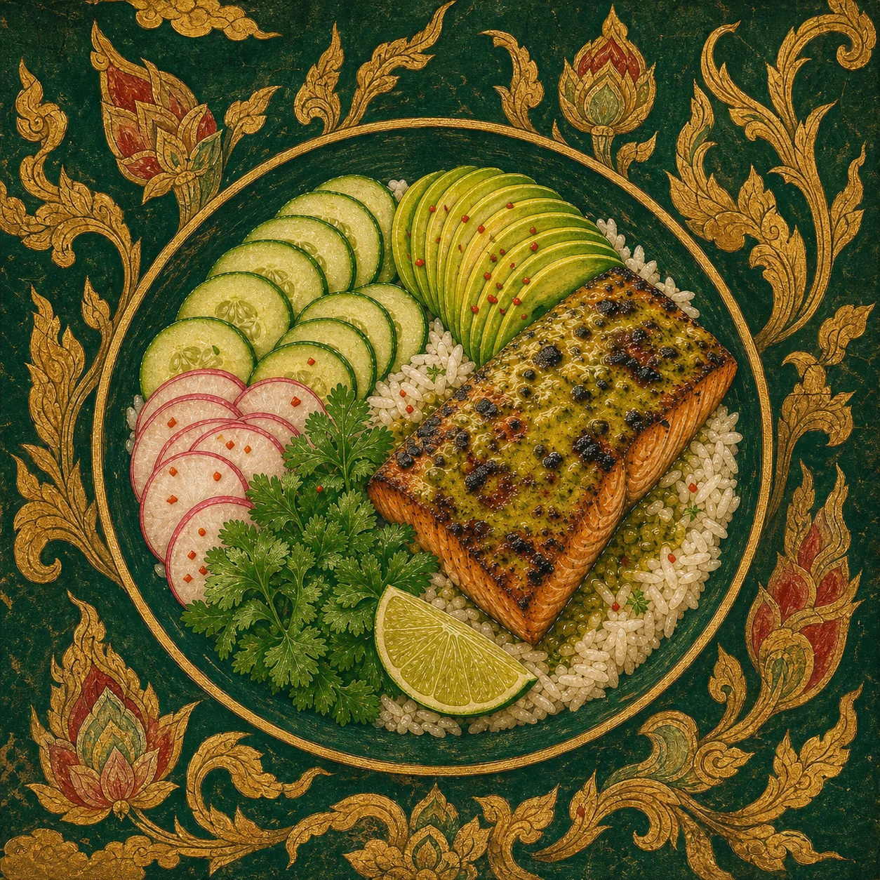 Green Curry-Glazed Salmon Bowls