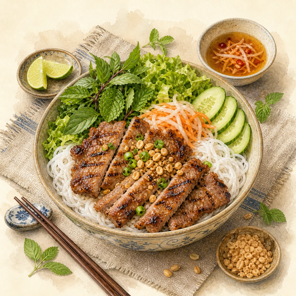 Grilled Pork with Rice Noodles