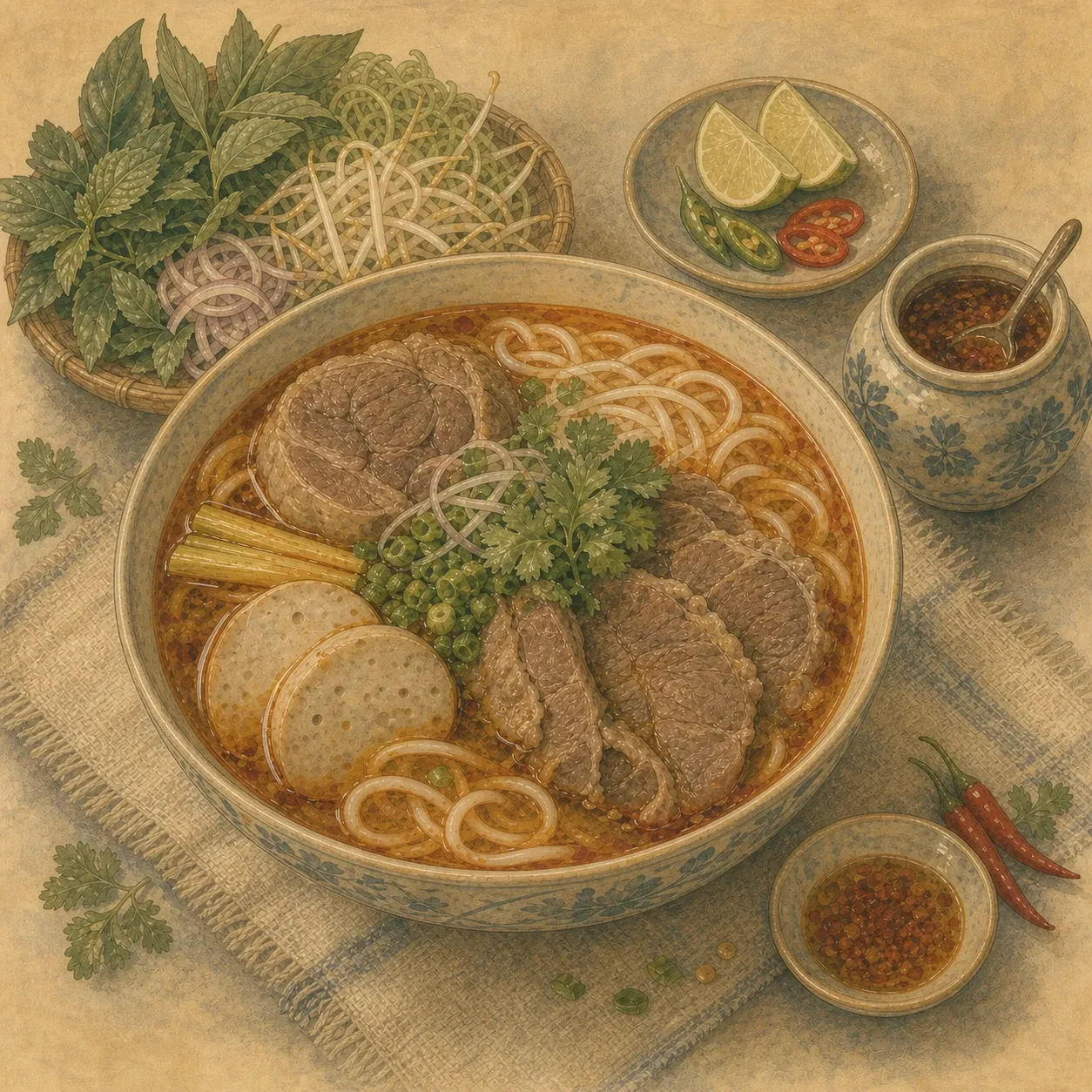 Sopa picante de res con fideos de Hue