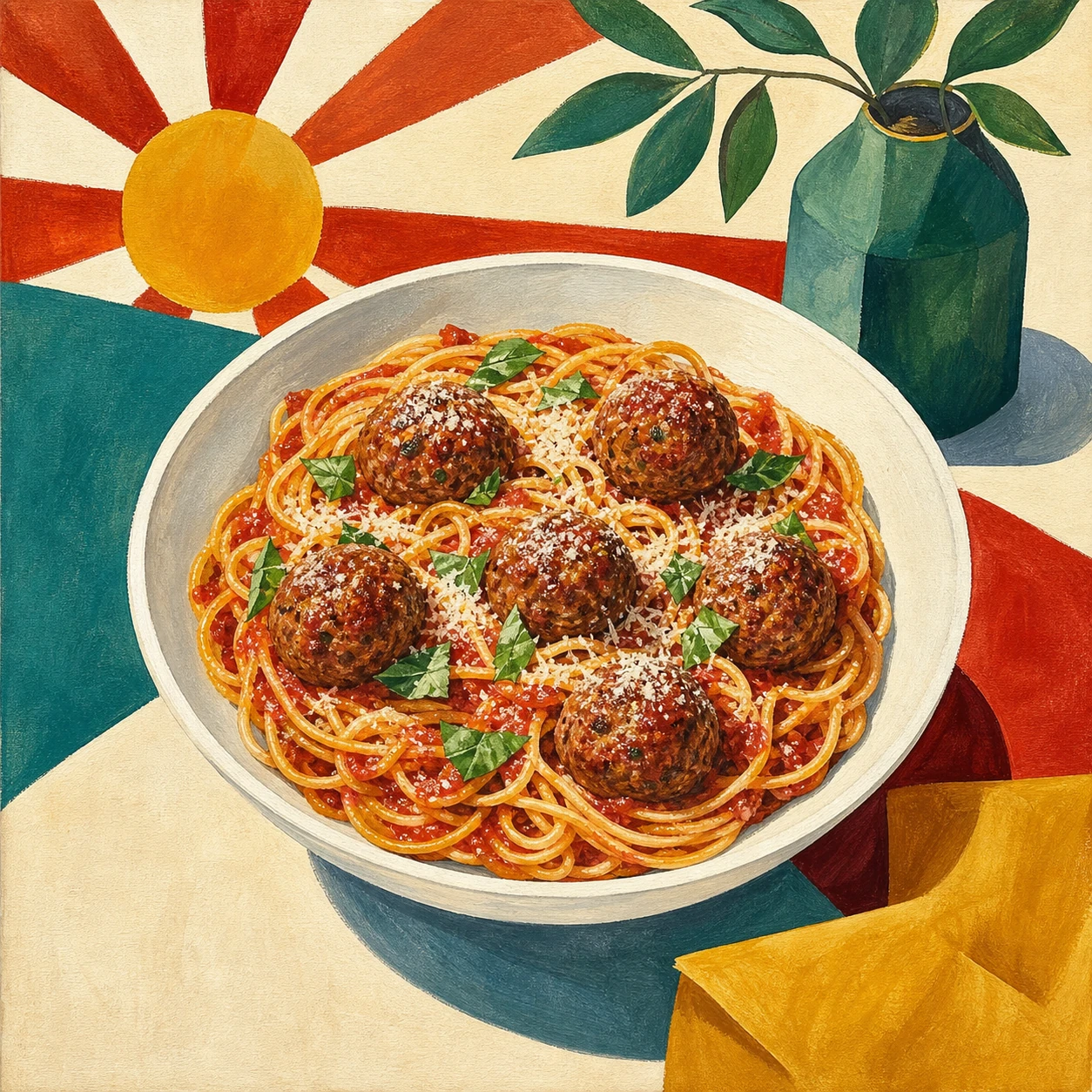 Espaguetis con albóndigas italoestadounidenses