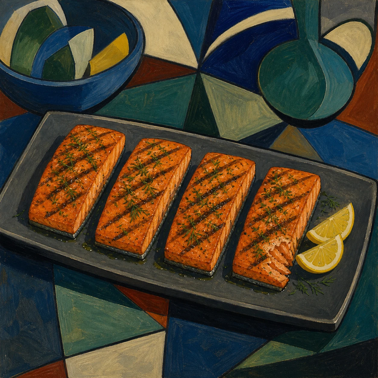 Salmón a la Parrilla con Limón y Eneldo