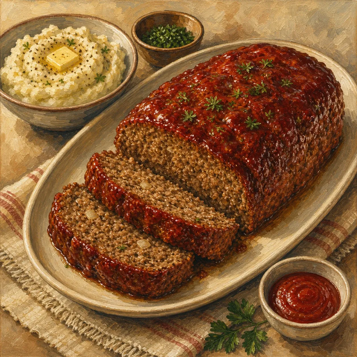 Pastel de carne casero glaseado