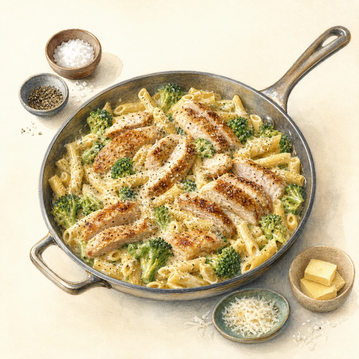 One-Skillet Chicken Alfredo Pasta
