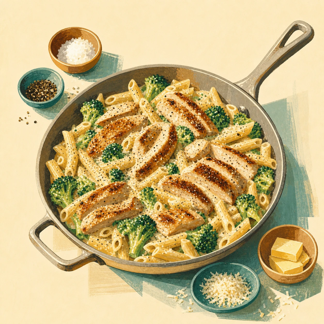 One-Skillet Chicken Alfredo Pasta