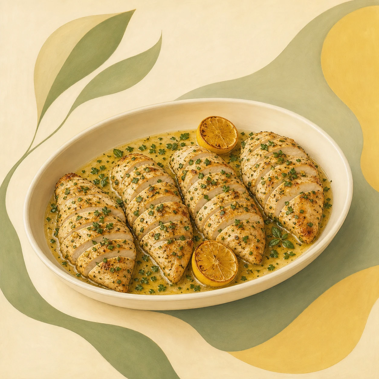 Pollo al horno con limón y ajo