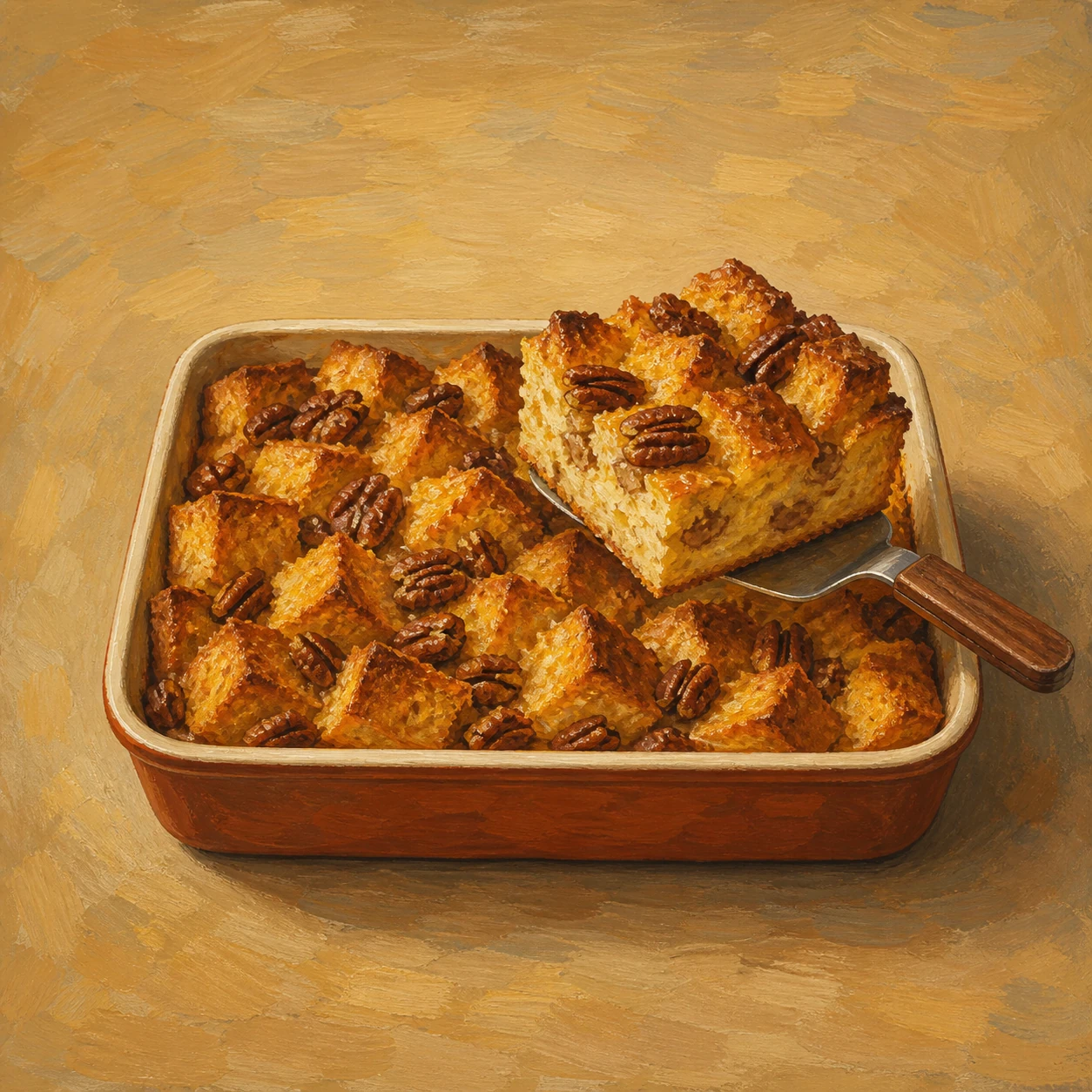 Cazuela de French Toast con Pecanas Reposada Toda la Noche