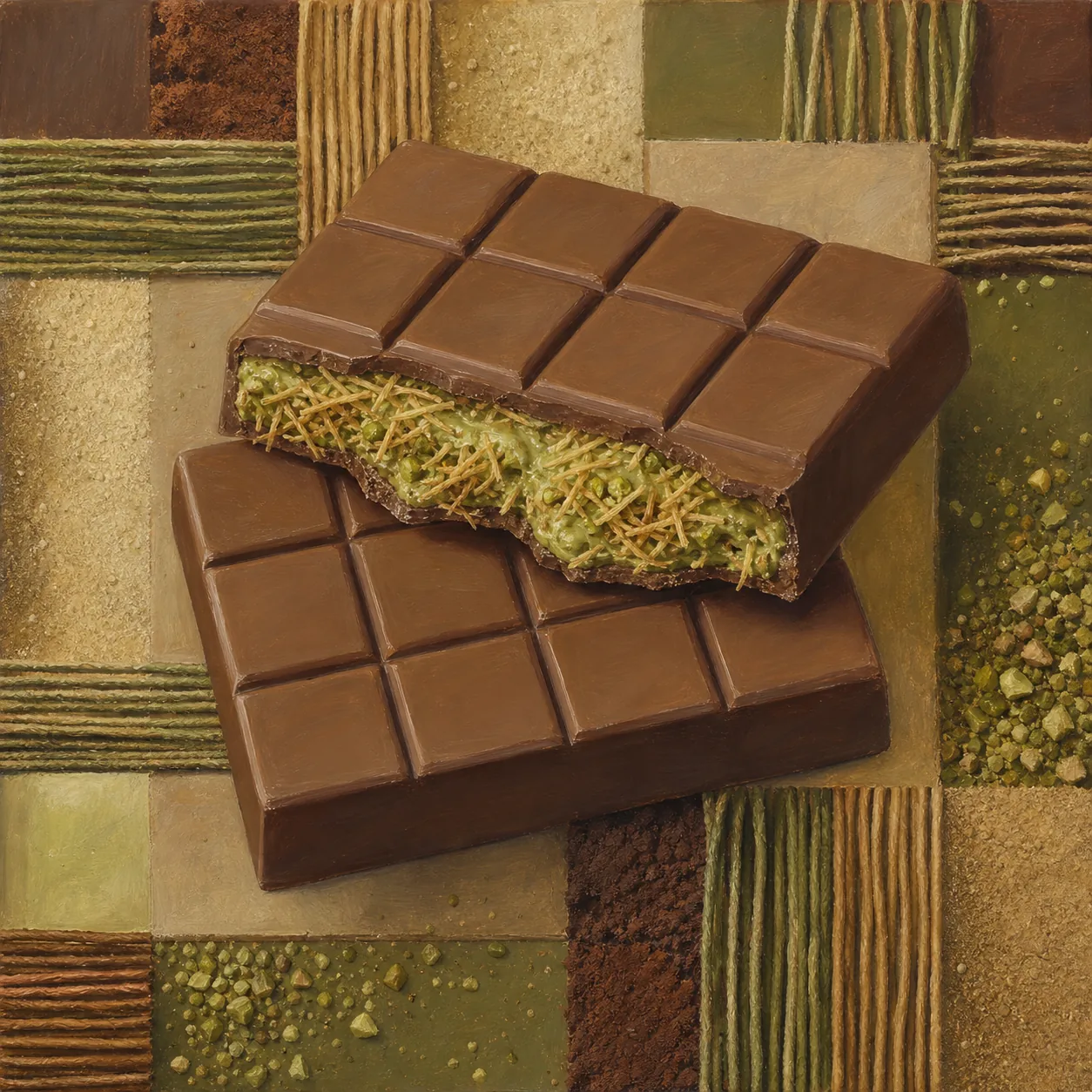Barras de Chocolate de Dubái con Pistacho y Kataifi