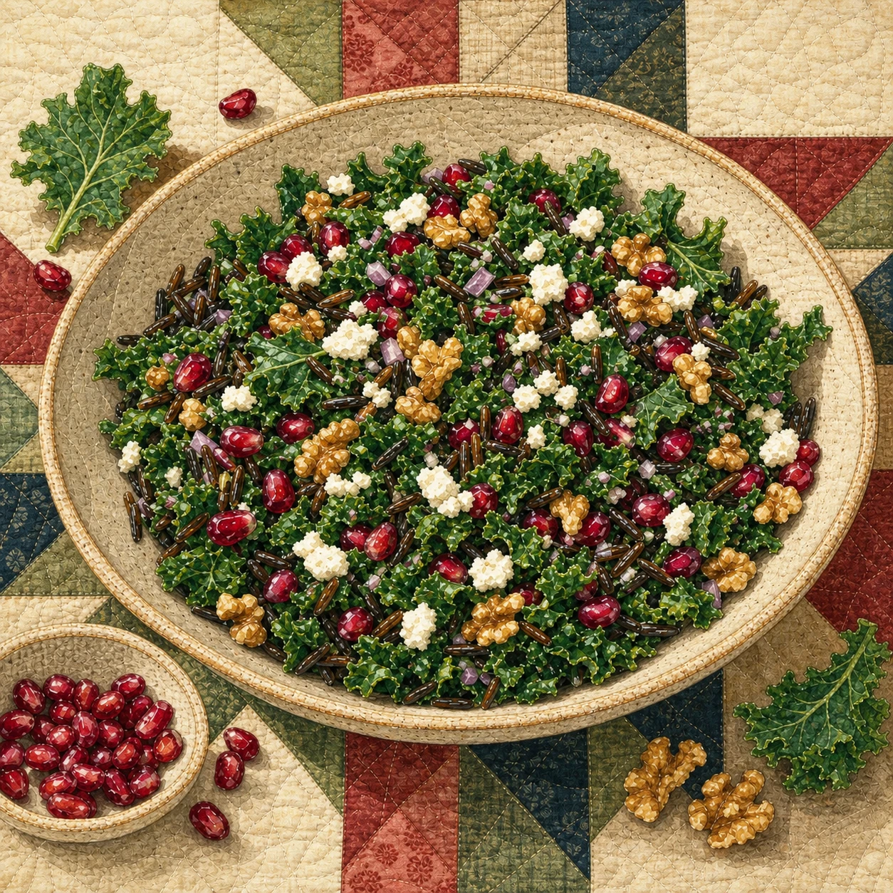 Pomegranate, Wild Rice & Kale Salad