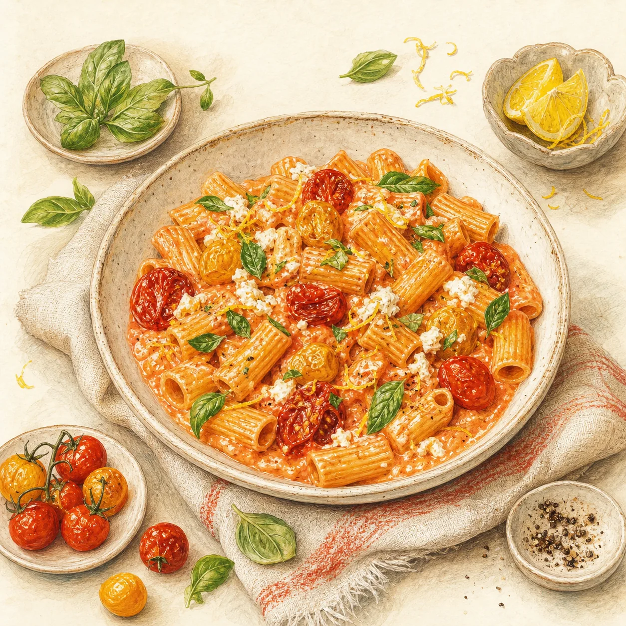 Roasted Tomato Baked Feta Pasta