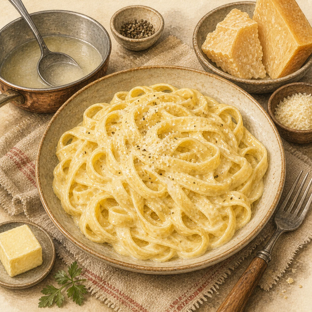 Roman-Style Fettuccine Alfredo Sauce
