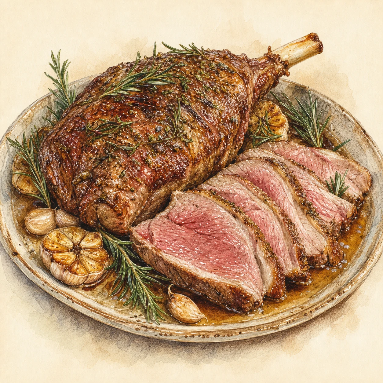Leg of Lamb with Garlic and Rosemary