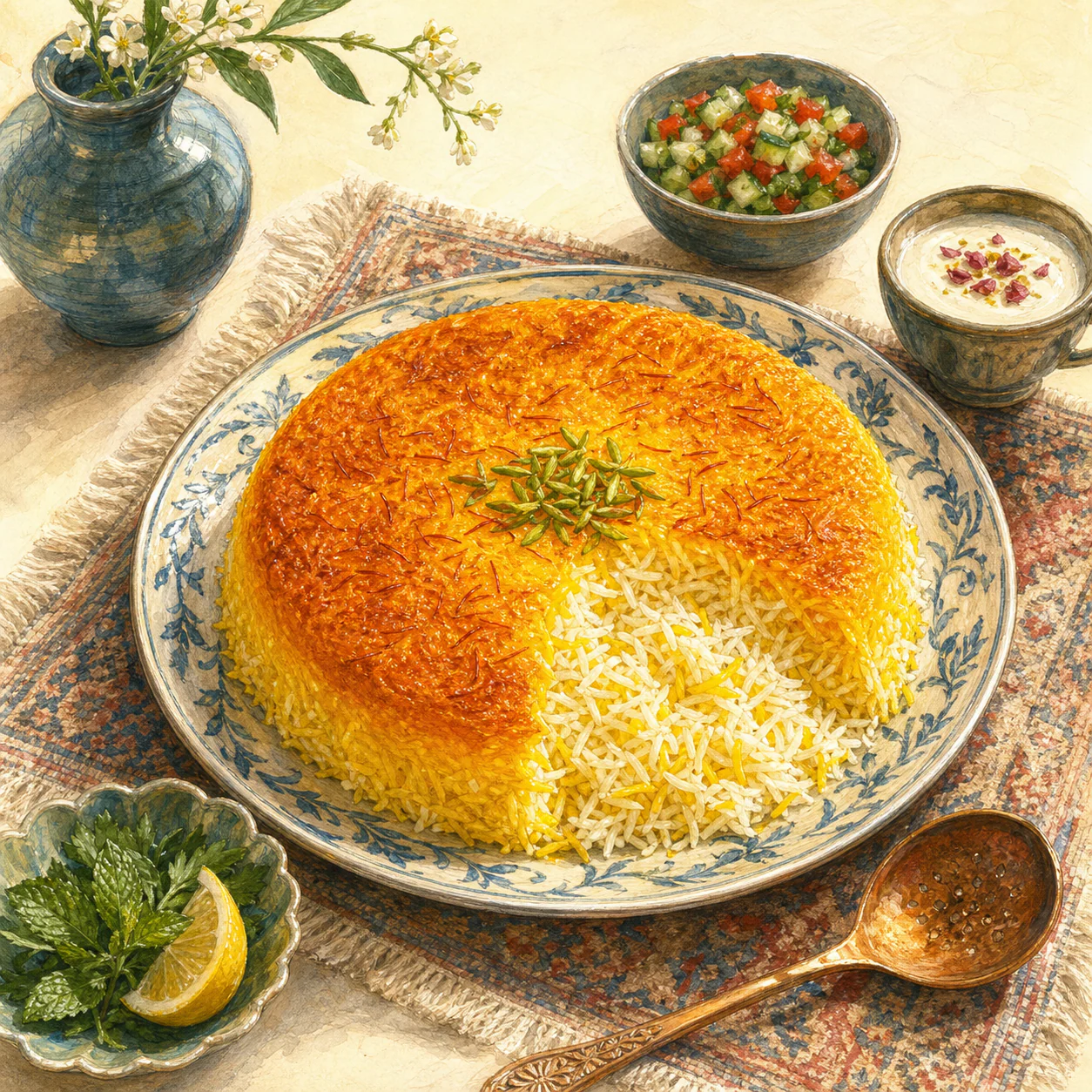 Saffron Tahdig with Persian Rice