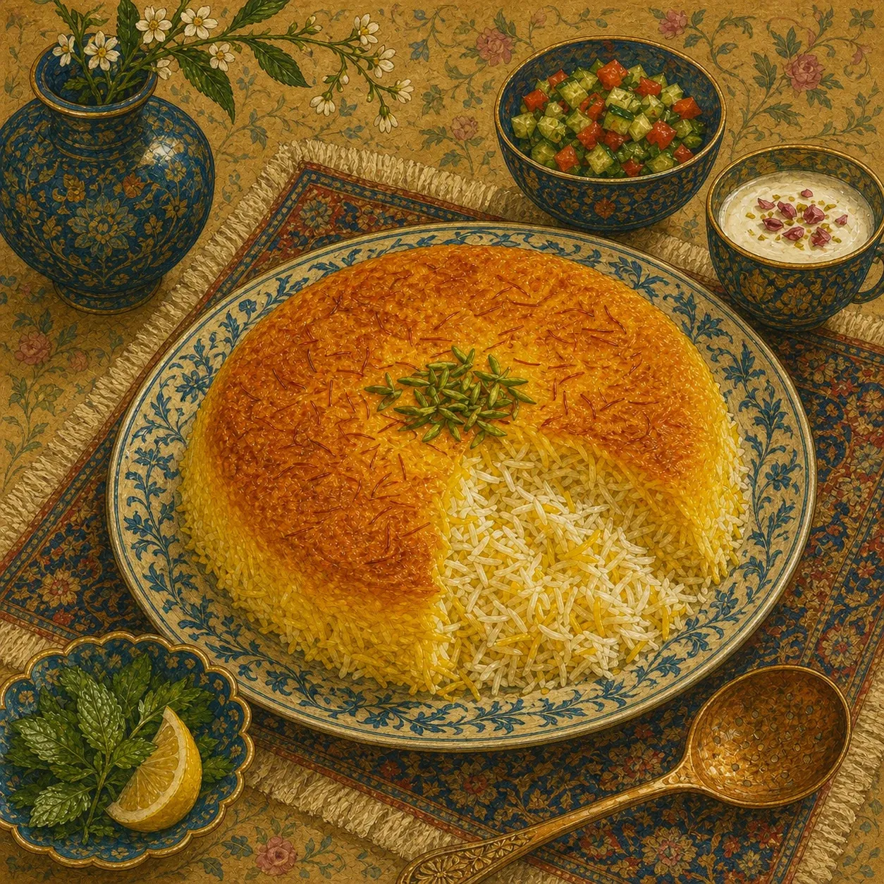 Saffron Tahdig with Persian Rice