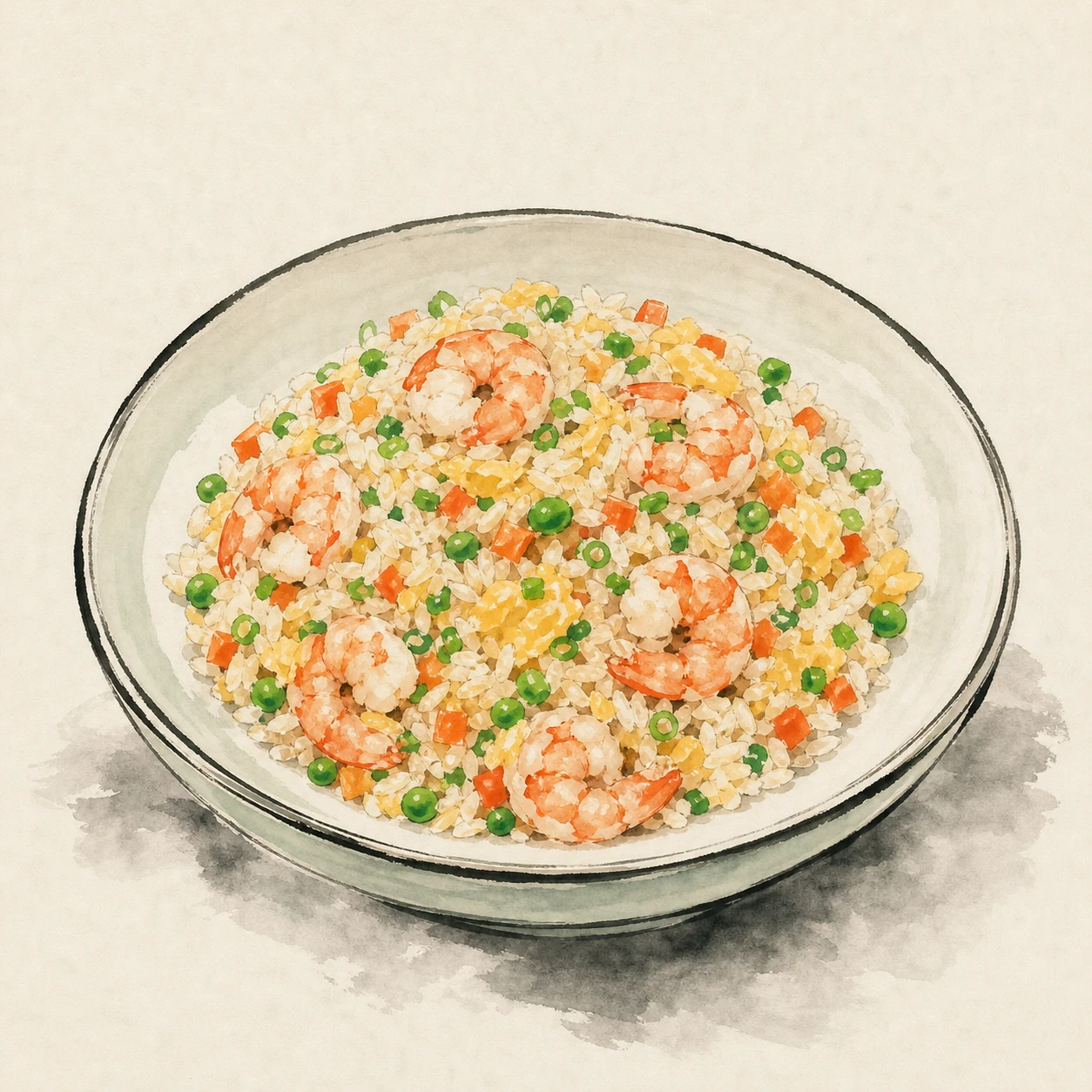 Shrimp Fried Rice with Peas and Egg