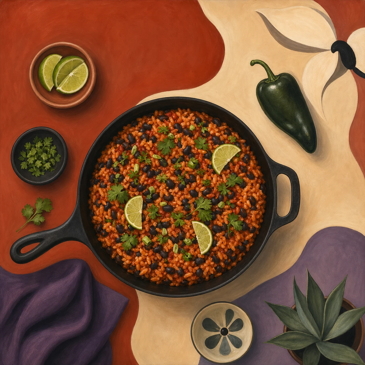 Smoky Tomato Rice and Black Bean Bake