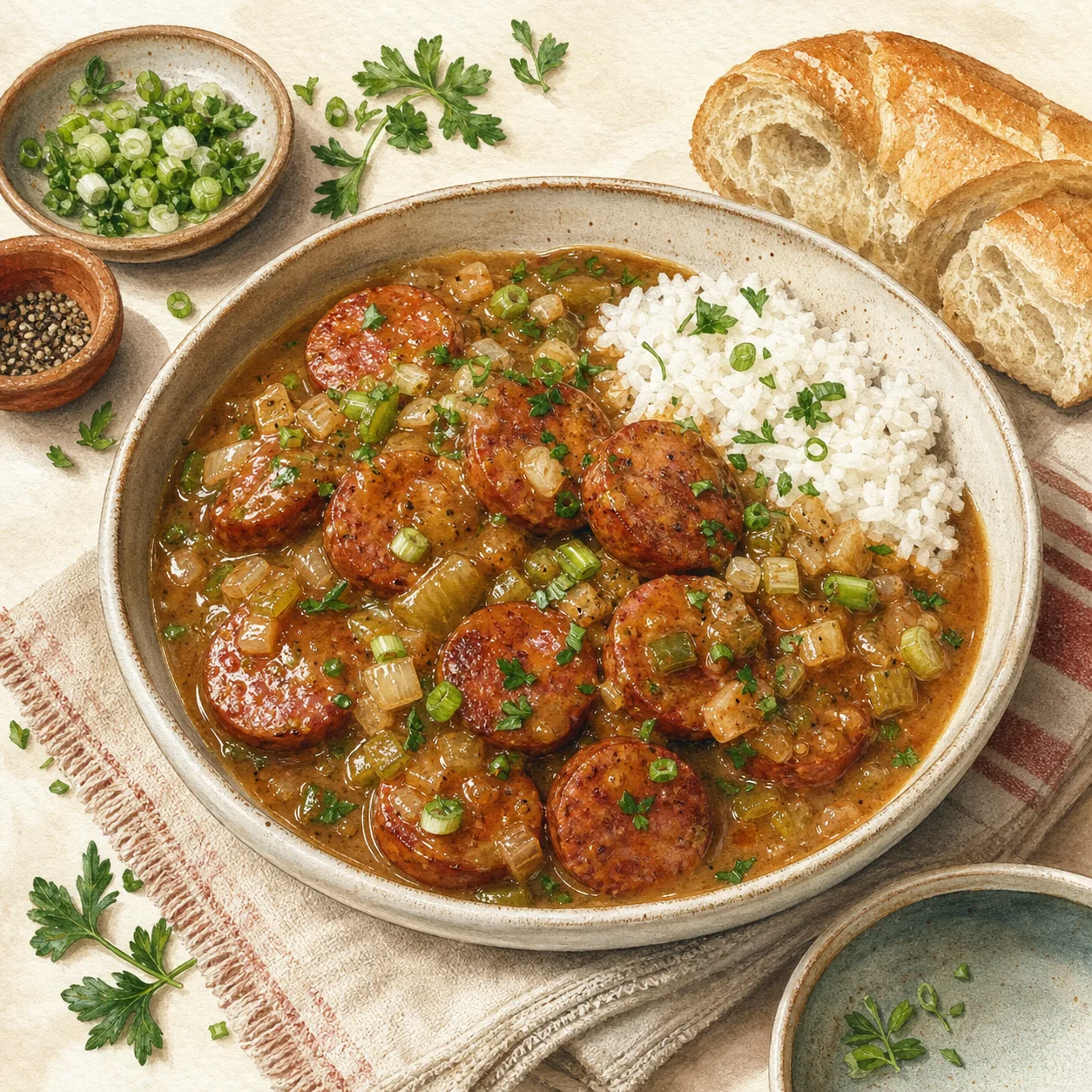 Smothered Andouille Sausage