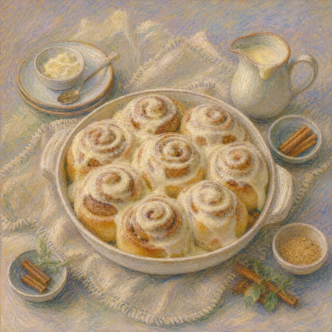 Rollos de canela esponjosos con glaseado de queso crema