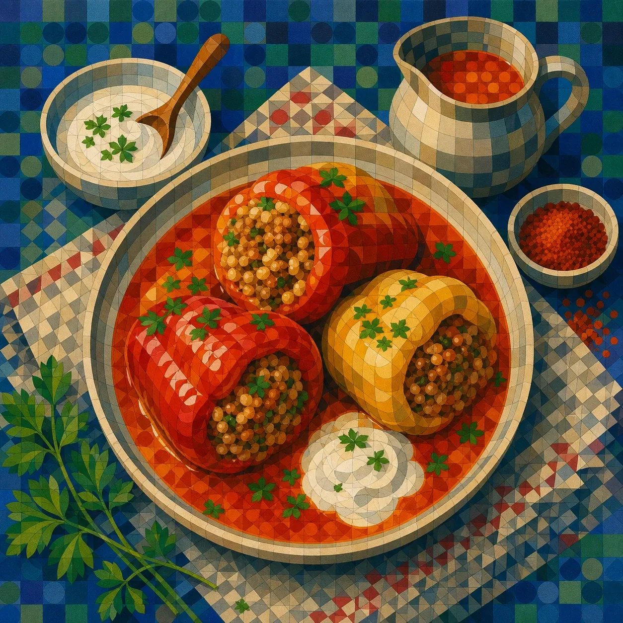 Stuffed Peppers in Tomato Sauce