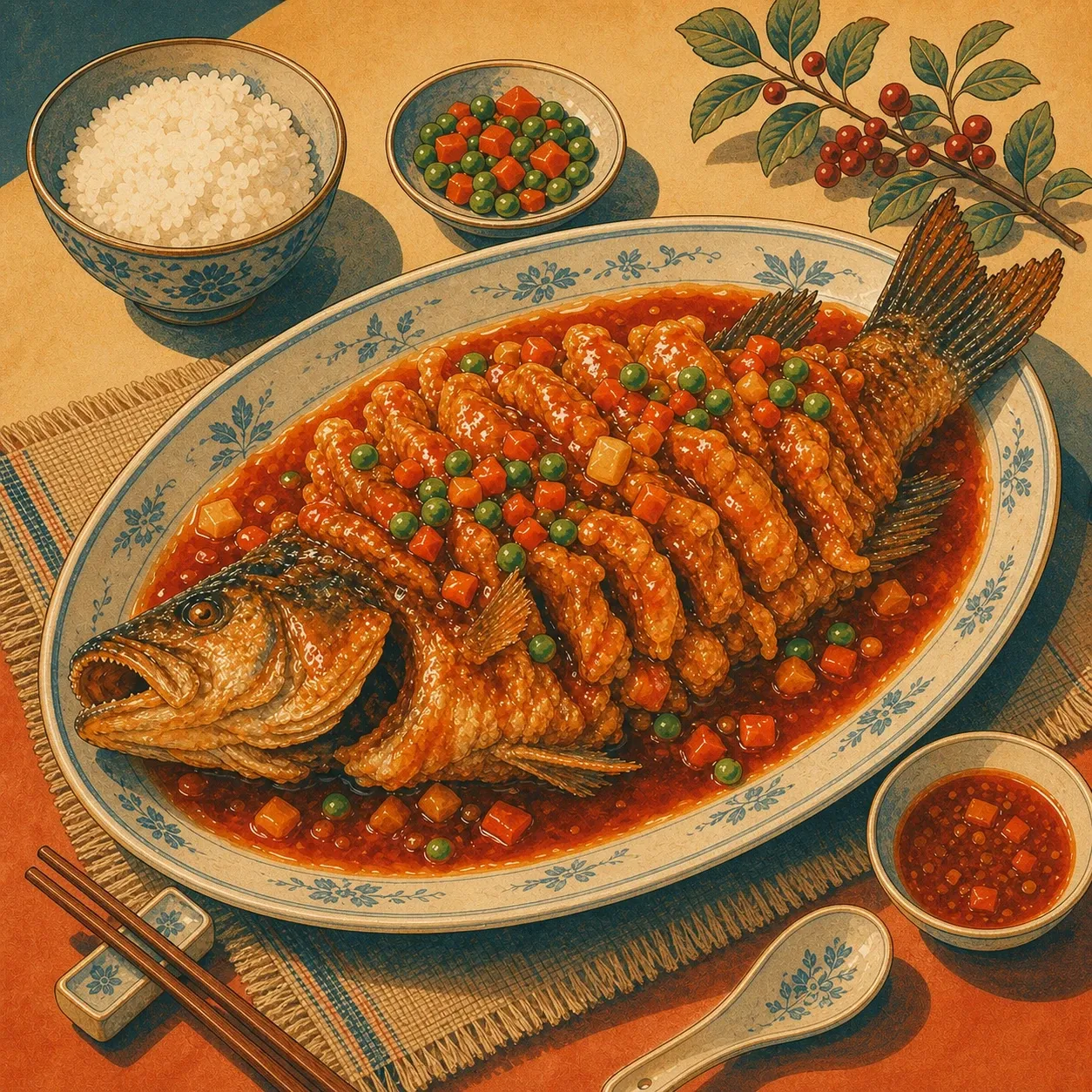 Pescado entero agridulce