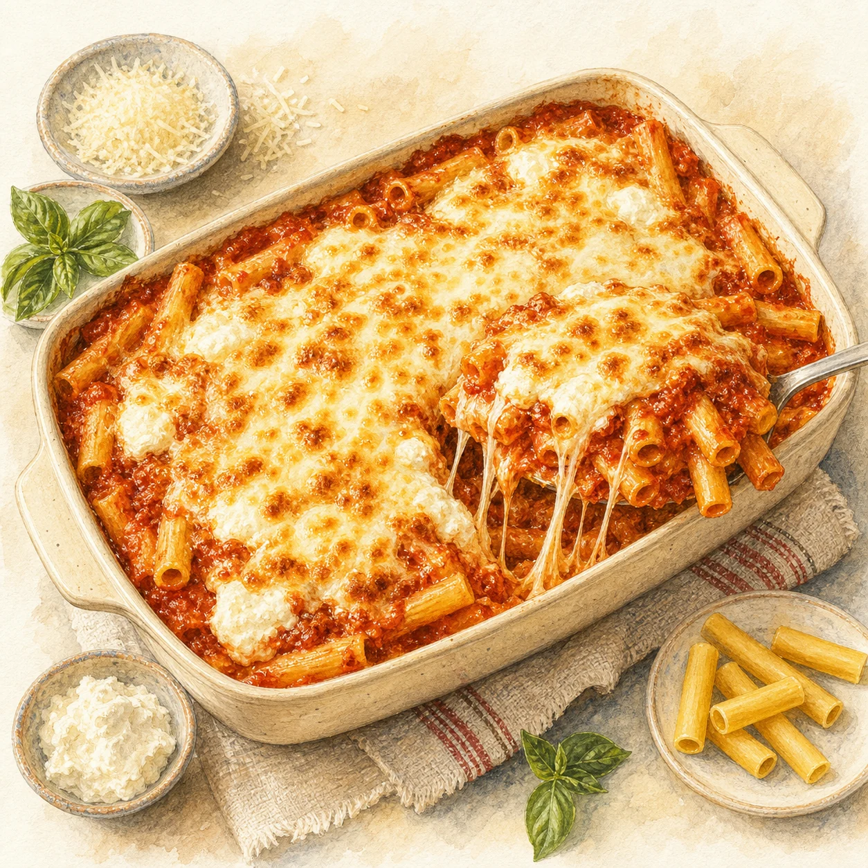 Three-Cheese Baked Ziti