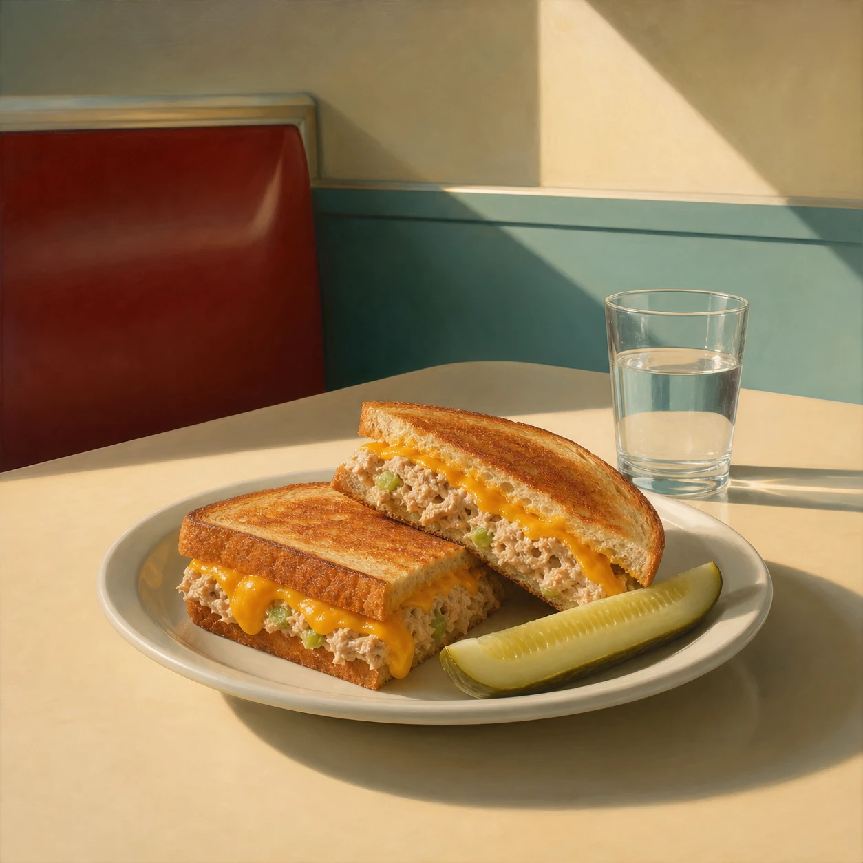 Cheddar Tuna Melt with Celery and Pickles